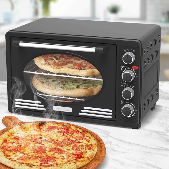 Turbotronic/Retro Minibackofen mit Umluft / 45l / schwarz, rot, blau, beige / 2000W, Mini Backofen,