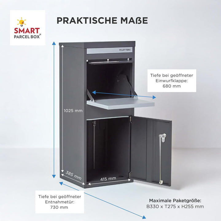 SMART PARCEL BOX Paketbox draussen, Standbriefkasten mit Paketfach, Paketbriefkasten XXL, grosse Pos