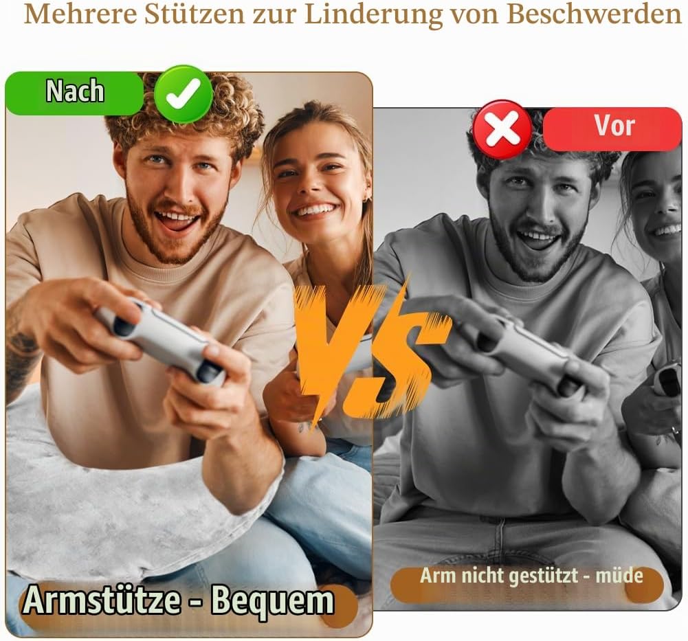 Gaming Kissen Lesekissen, Ergonomic Aufblasbares Armstützkissen für Lange Gaming-Sessions, Häkelkiss