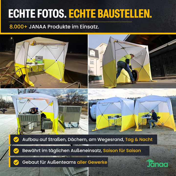 JAX3 Professionelles Arbeitszelt, Pop-Up, UV50+, 1,8 x 1,8 x 2,5 m, sofortiger schneller und einfach