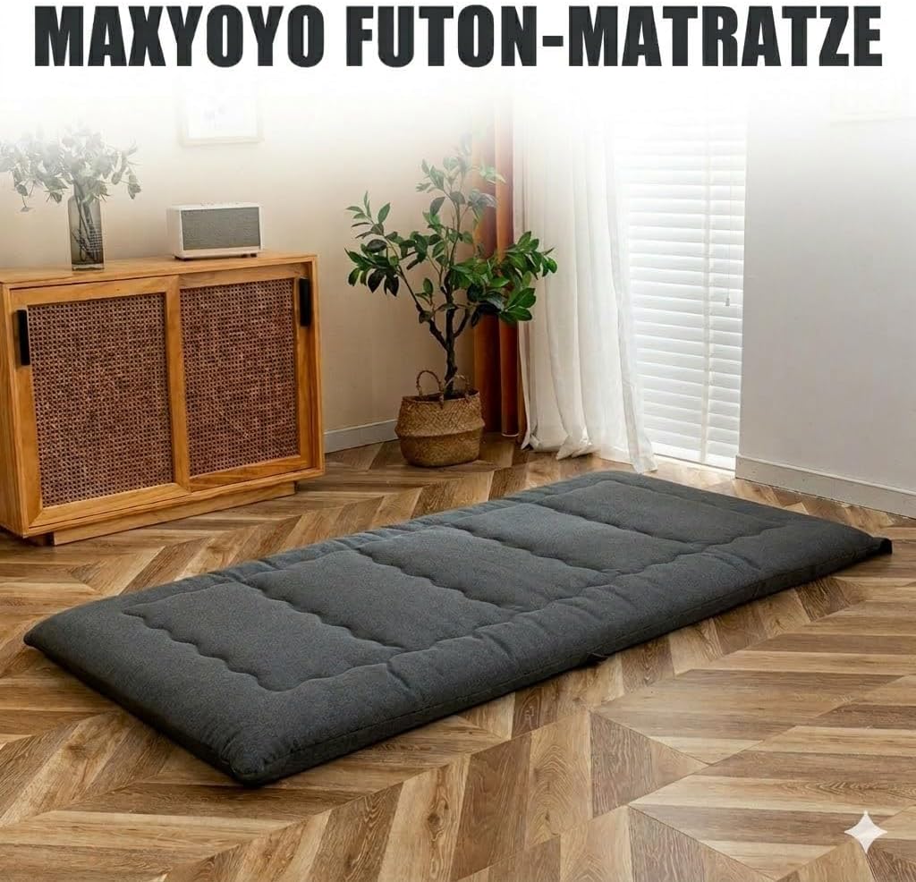 MAXYOYO Tragbarer Faltbarer Futon -Matratze, Hypoallergener Stoff Und Speicherschaummatratze Mit Gri