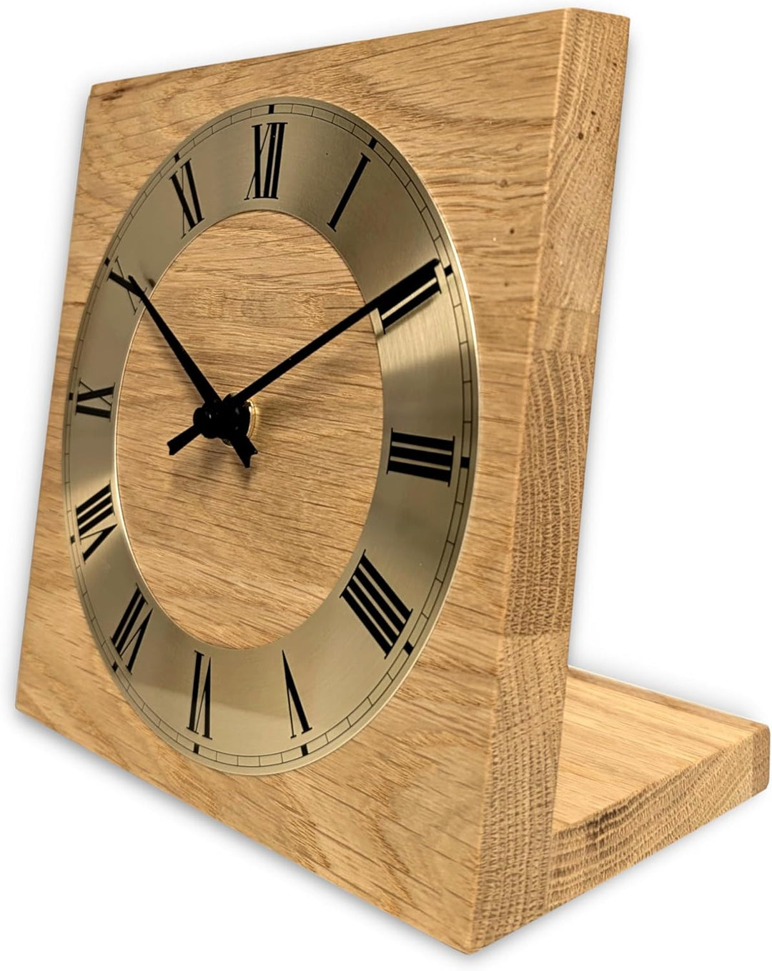 Natuhr Tischuhr Eiche Buche Holz - Knick - Massivholz Design 17,5 x 17,5 cm (geräuscharmes Quarz-Uhr