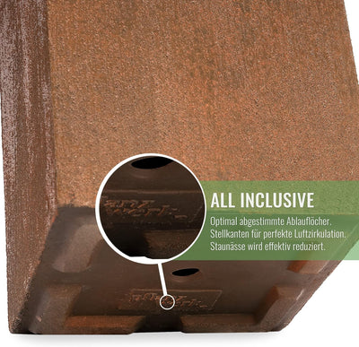 Pflanzwerk® Pflanzkübel Fiberglas TUB Rost Braun 40x80x40cm XXL *Frostbeständig* *UV-Schutz* *Qualit