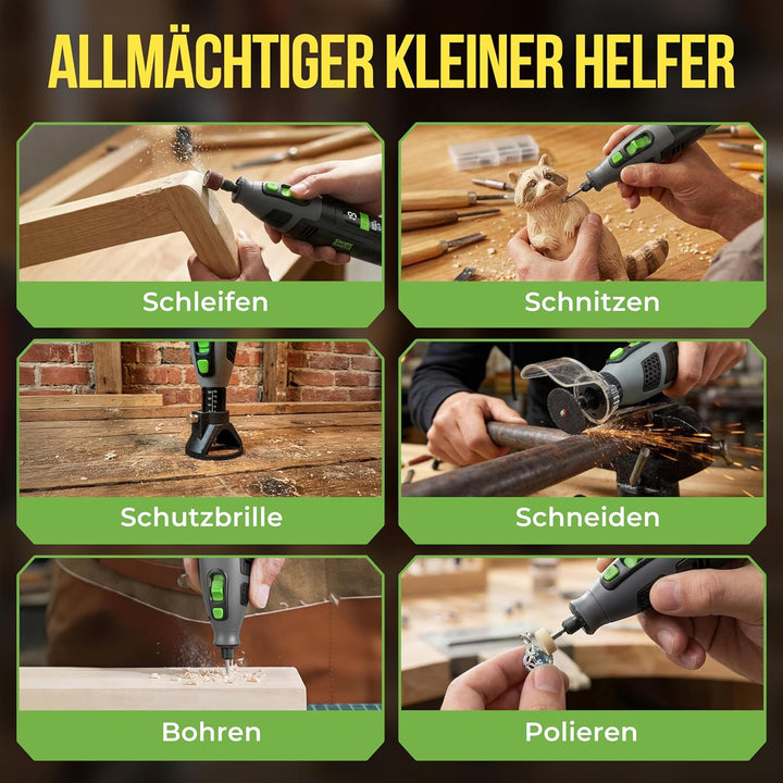 Multifunktionswerkzeug Akku, 12V 2.5Ah Multitool mit LCD Display, 8000-32000 U/min Rotationswerkzeug