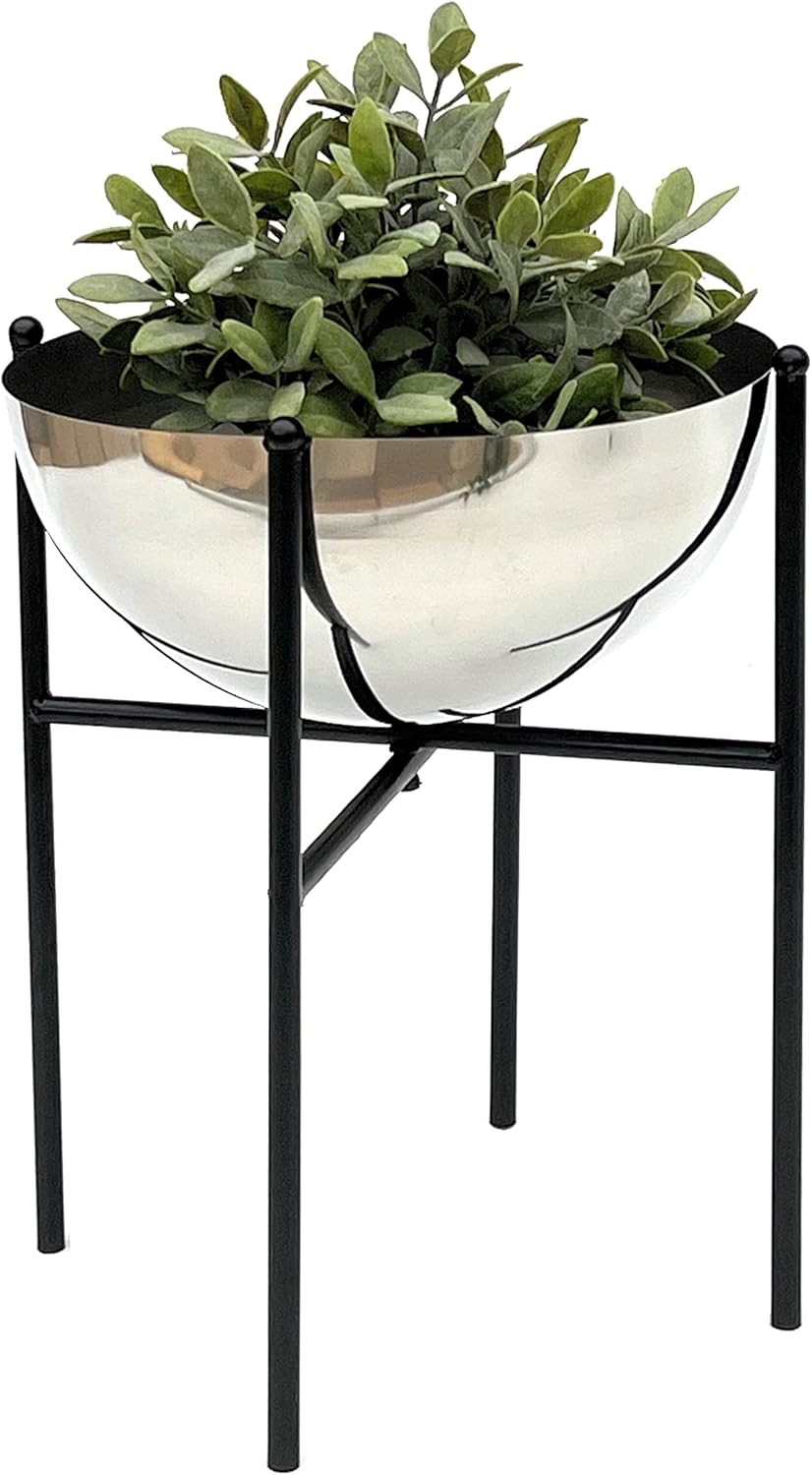 DanDiBo Blumenhocker Metall mit Topf Schwarz Silber 25-45 cm Blumenständer 96257 Blumensäule Modern