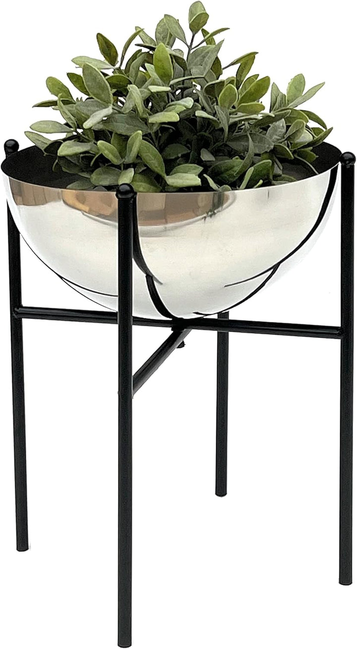 DanDiBo Blumenhocker Metall mit Topf Schwarz Silber 25-45 cm Blumenständer 96257 Blumensäule Modern