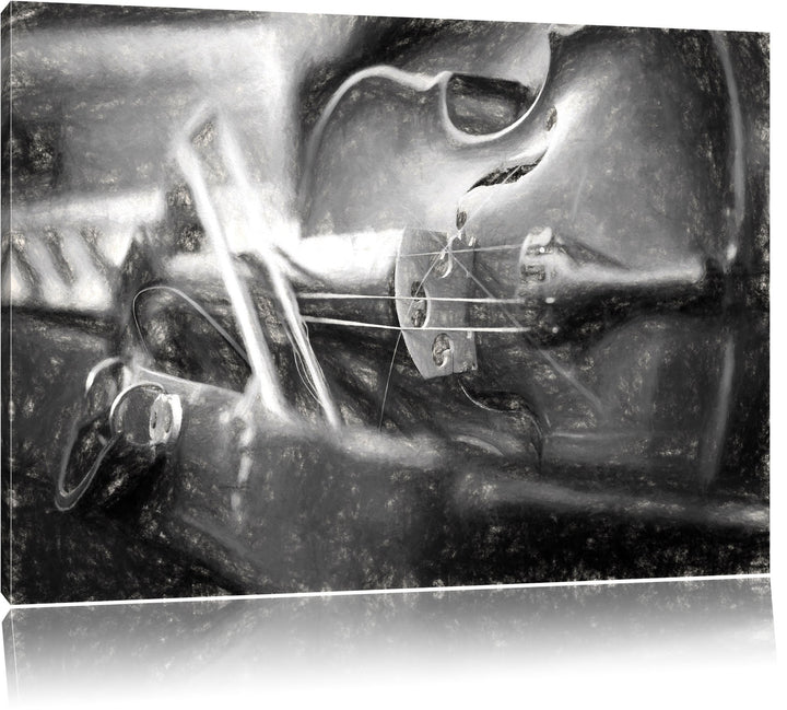 Pixxprint Alte Violine Kohle Zeichnung Effekt, Format: 100x70 auf Leinwand, 100x70