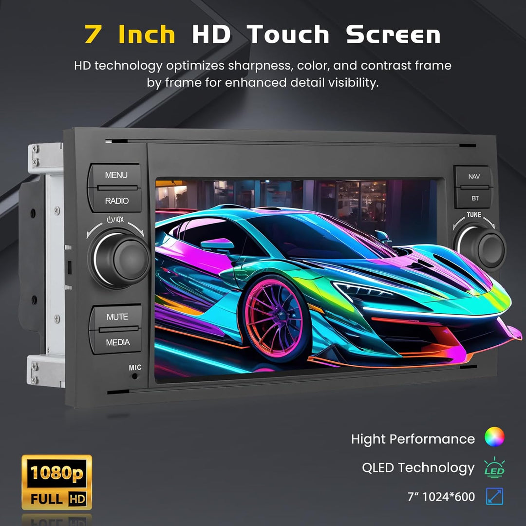 4G+64G Autoradio Android 15, 7" Touchscreen Radio für Ford Transit Fiesta Focus Galaxy Mondeo Fusion
