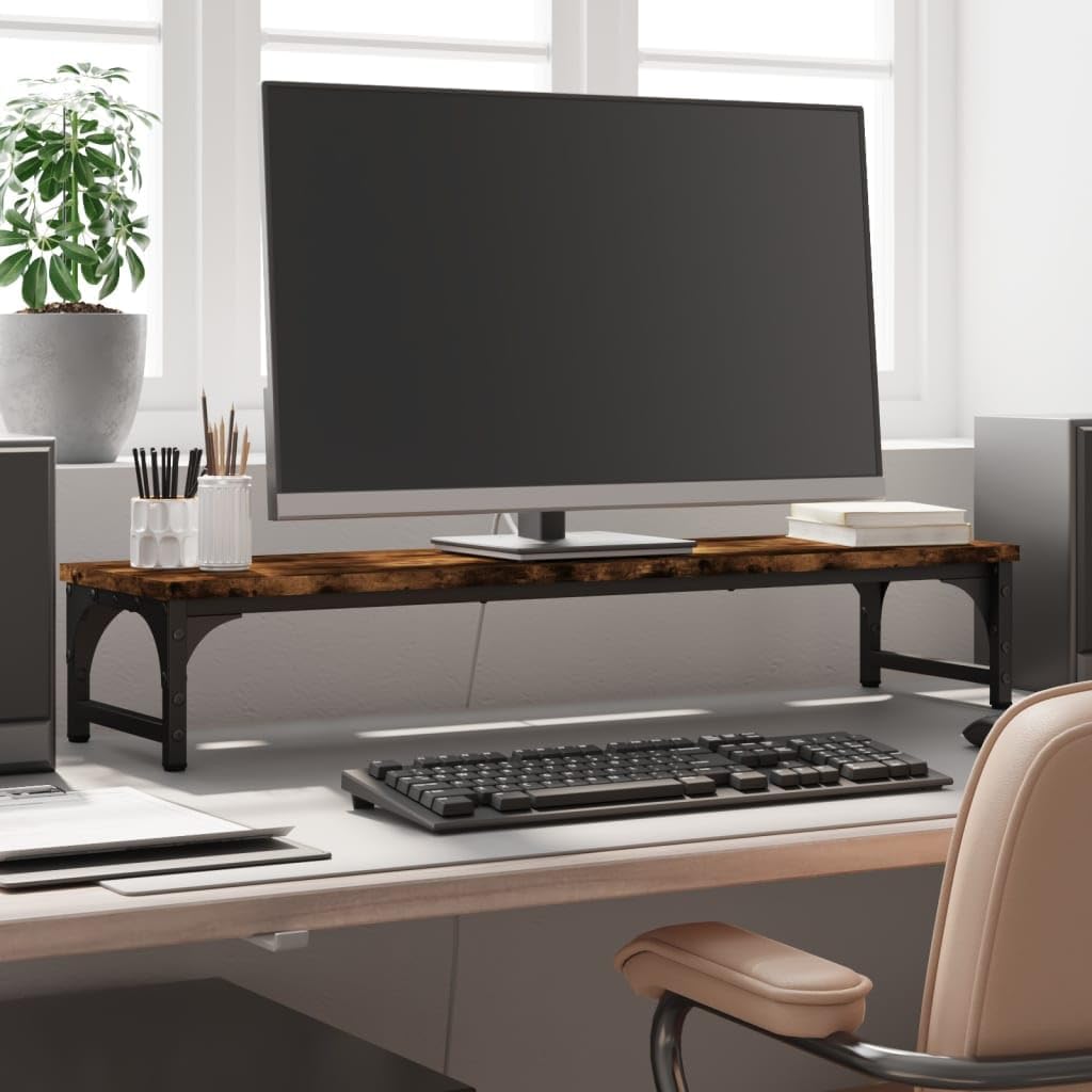 vidaXL Monitorständer, Monitorerhöhung mit Stauraum, Schreibtischaufsatz mit verstellbaren Beinen, M