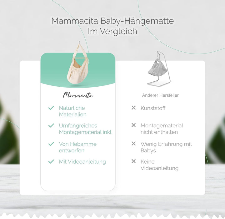 MAMMACITA® Federwiege Baby | Babywiege hängend | Babyhängematte für ruhigen Schlaf | Baby Ausstattun