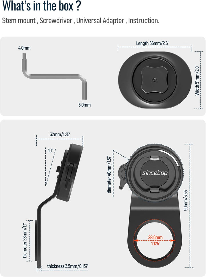 sincetop Handyhalterung Fahrrad,Mountainbike-Vorbau Handyhalter,Universelle Aluminium Stengel Lenker
