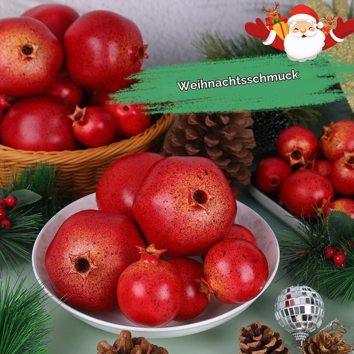 15 Stück Künstliche Granatapfel Früchte,künstliche Plastik Obst Dekor für Küche Party Rote Äpfel – 1