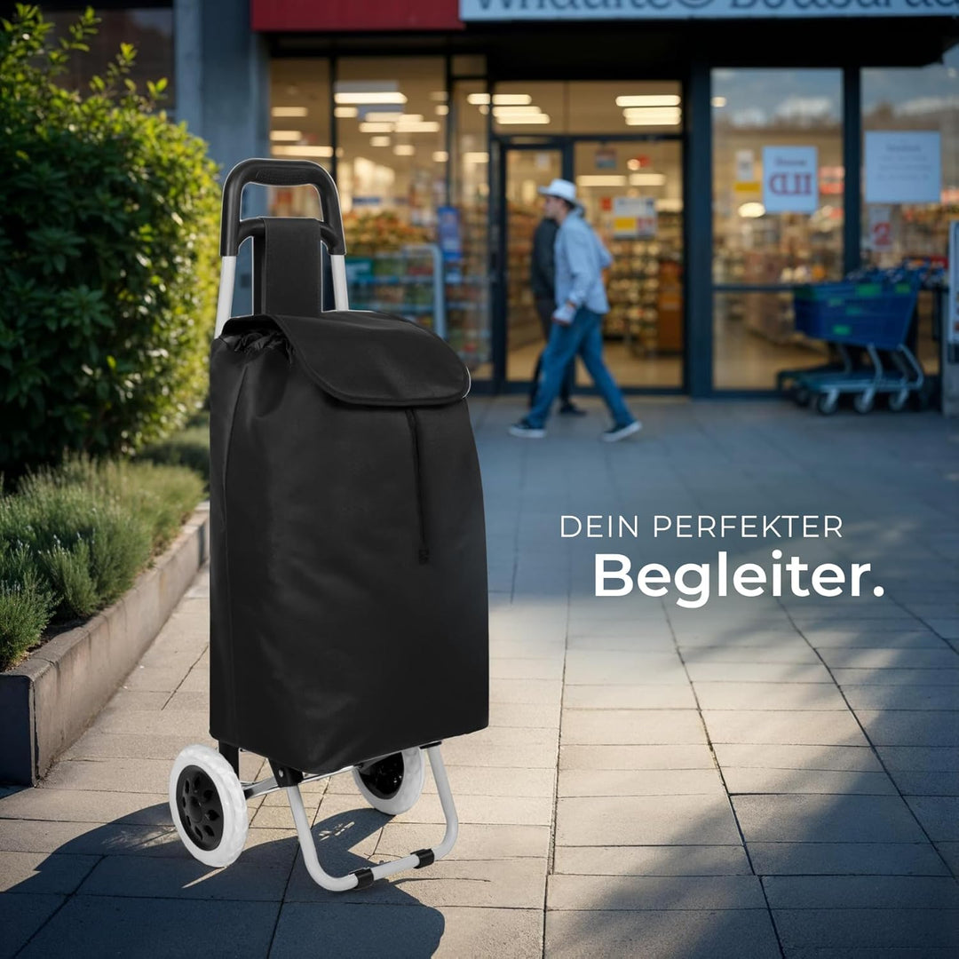 TecTake Einkaufstrolley Einkaufsroller klappbar - Diverse Farben - (Schwarz | Nr. 401270)