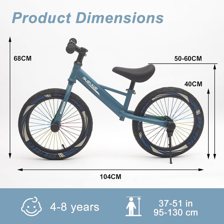 Bueuwe Kinder Laufrad 16 Zoll ab 4-7 Jahre für Mädchen und Junge, Kinderlaufrad mit Verstellbarem Sa