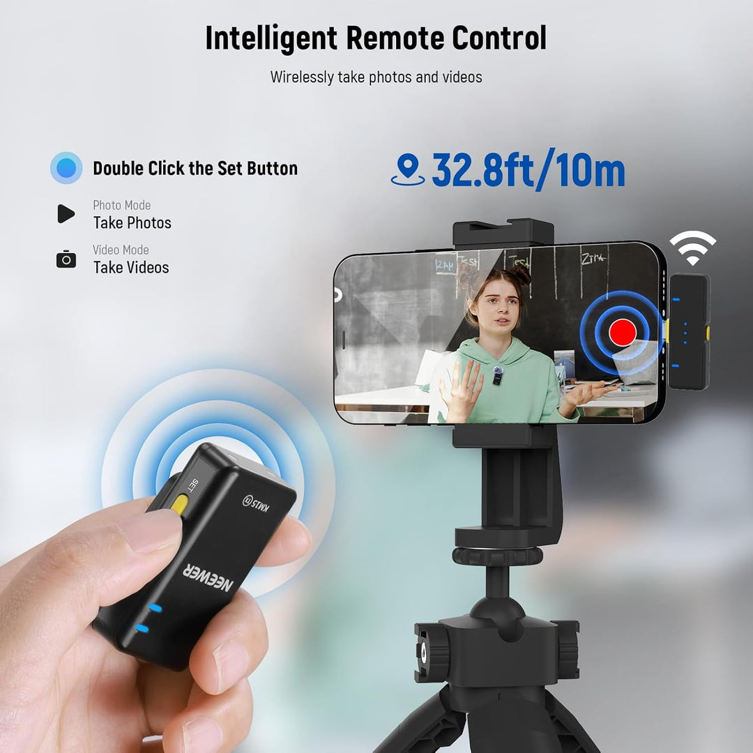 NEEWER KM15 Drahtloses Lavalier Mikrofon System Kompatibel mit iPhone Android Phone PC Computer, Min