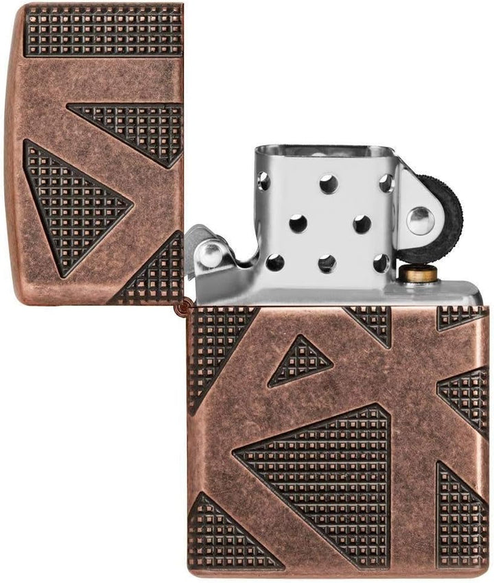 Zippo Armor Taschenfeuerzeug, antikes Kupfer, geometrisches Design, 360, Einheitsgrösse Copper, Copp