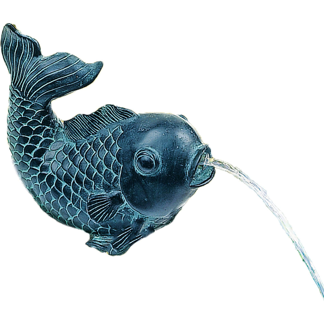 Heissner Teichfigur Speier Fisch Dekor Bronze