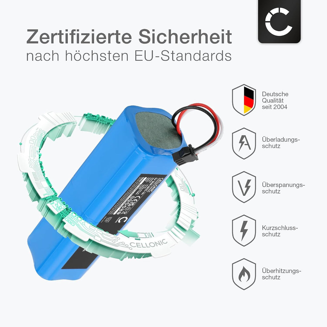 CELLONIC 2X Akku kompatibel mit Roidmi Eve Plus, Xiaomi Viomi S9 2x Akku 5200mAh, 2x Akku 5200mAh