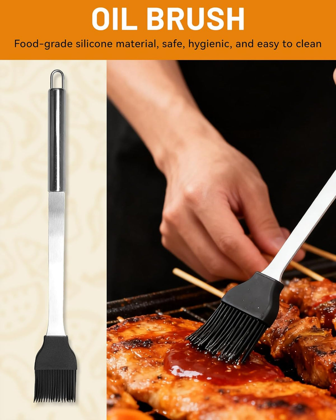 5PCS Edelstahl Grillset für Geschenk - BBQ Grillbesteck Set Edelstahl Grillzubehör-Set Grillset Für