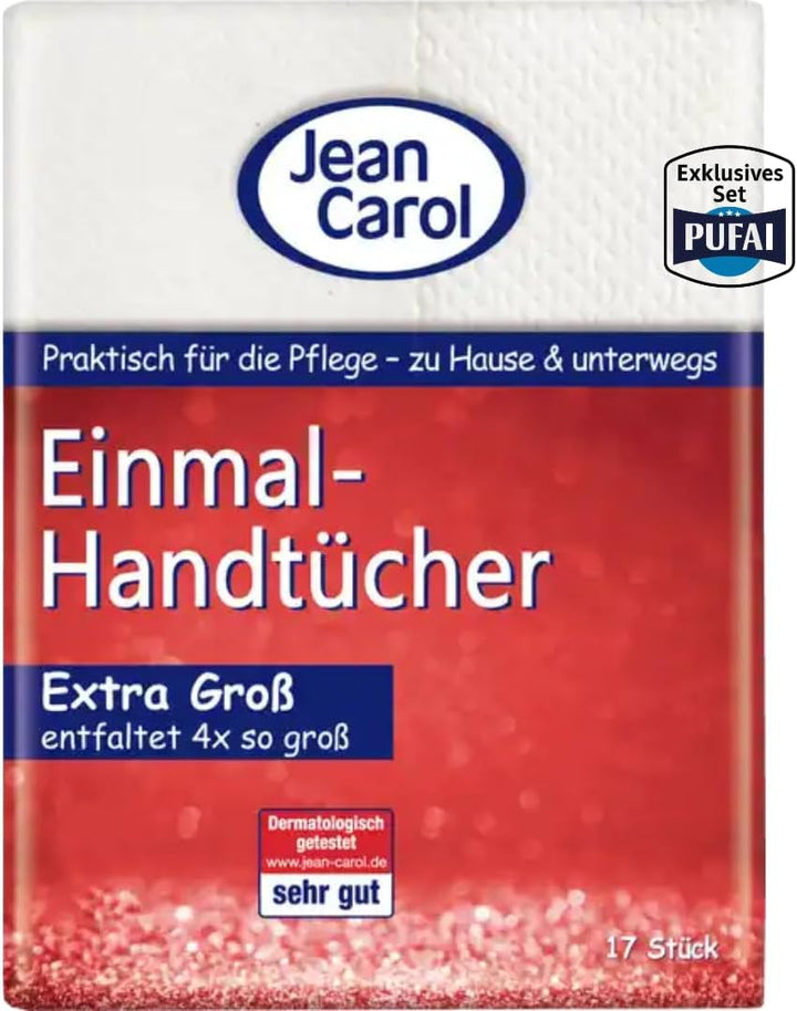 Jean Carol Einmalhandtücher – 17 Stück, 5er Pack | Weich & saugfähig | Hygienische Lösung für Alltag