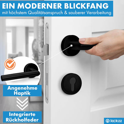 lockzz Türgriff Drückergarnitur Würzburg-II, Edelstahl schwarz matt, Türbeschlag für Wohnungseingang