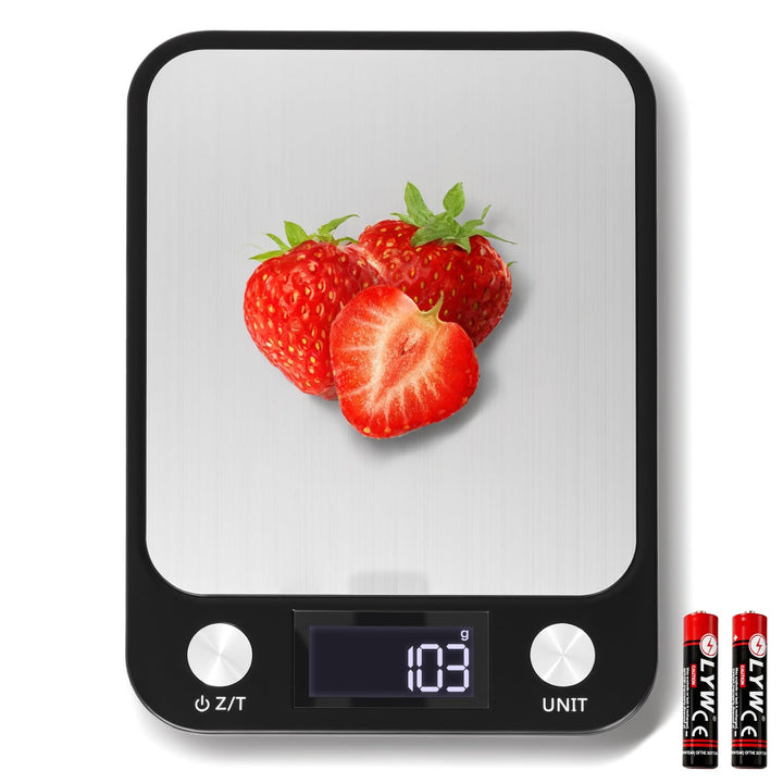 1g/10kg digitale Küchenwaage, 17,5x15cm grosse Plattform elektronische Lebensmittelwaage mit 7 Einhe