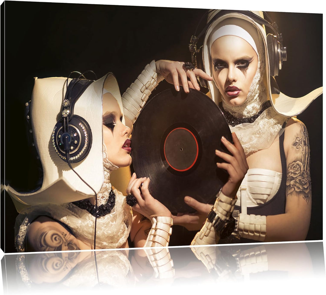 Mysteriöse DJ Frauen, Format: 100x70 auf Leinwand, XXL riesige Bilder fertig gerahmt mit Keilrahmen,