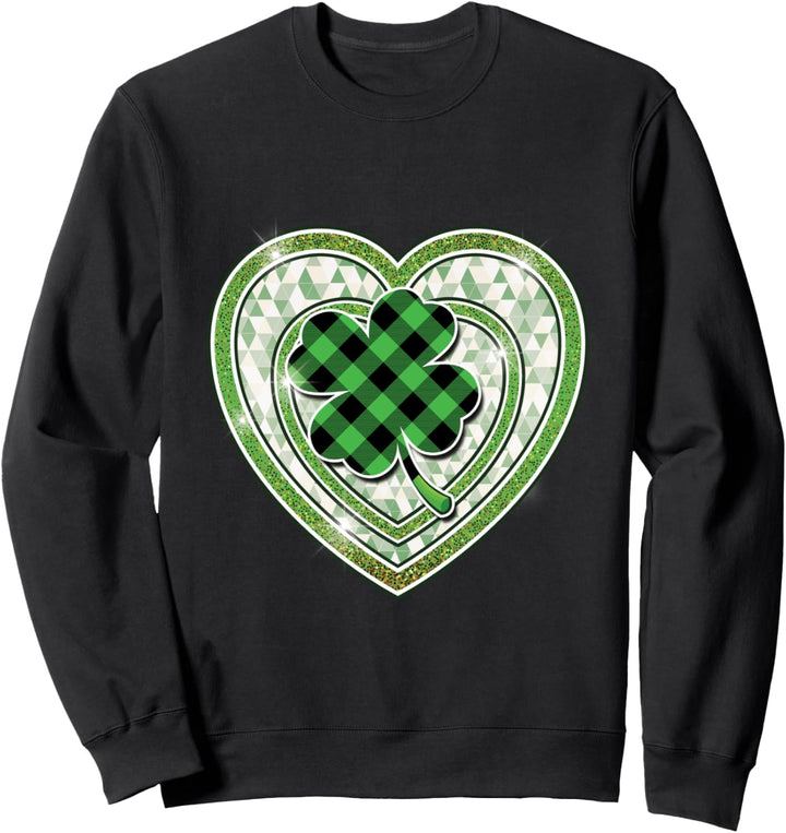 St Patricks Day Shirt Women Buffalo Plaid Green Shamrock Sweatshirt