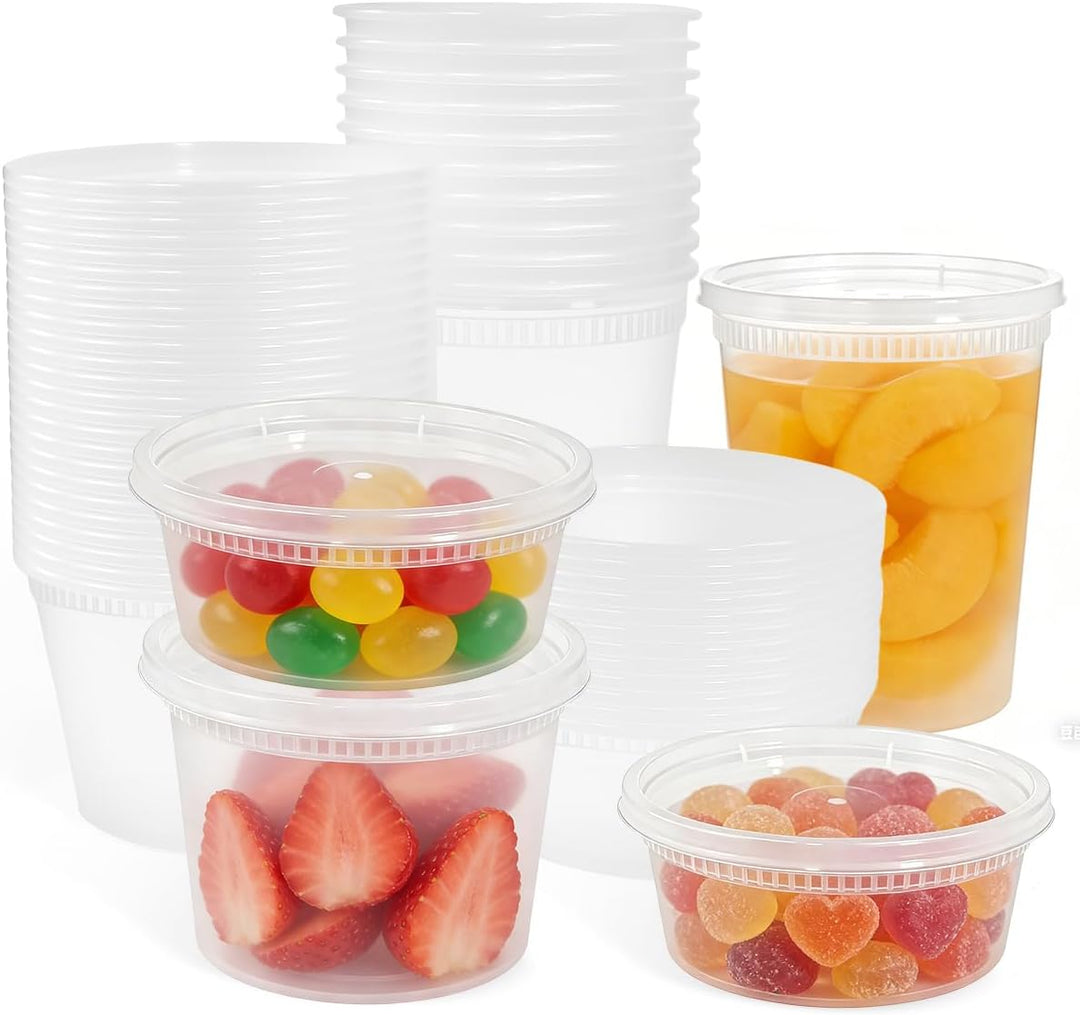 Kleemeiero 50 Sets Frischhaltedosen mit Deckel Vorratsdosen 8, 16, 32 oz Deli Container Luftdichte K
