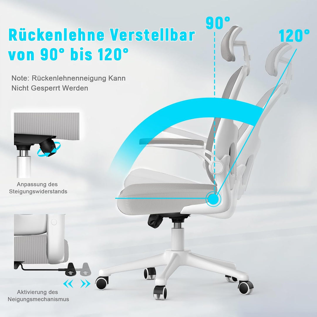 naspaluro Ergonomischer Bürostuhl mit Atmungsaktiver Netzbespannung, Schreibtischstuhl mit Verstellb