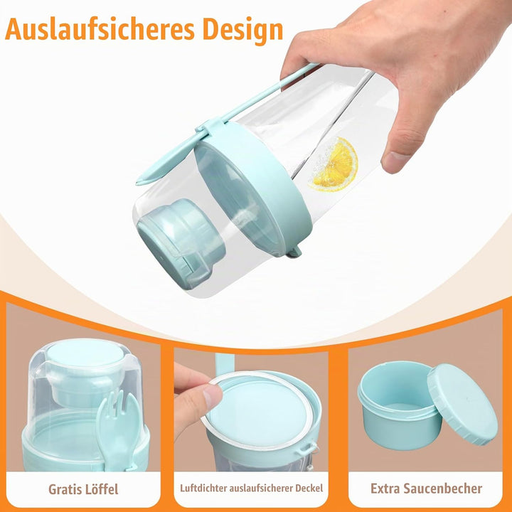 6 Stück Müslibecher to Go mit Löffel, 800ml Jogurtbecher für Unterwegs Overnight Oats Gläser, Bpa-Fr