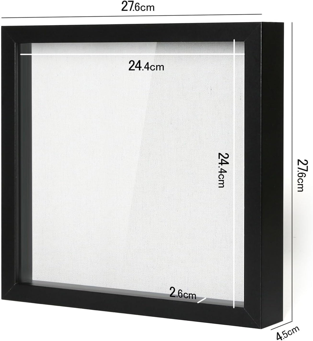 Muzilife 3D Bilderrahmen mit Echtglas 28x28 cm Holz, Tiefer Objektrahmen zum Befüllen für Wandbehang
