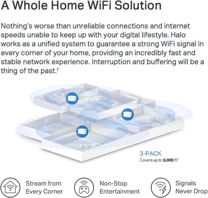 Mercusys AX1800 Whole Home Mesh Wi-Fi 6 System, Abdeckung bis zu 550 m², verbindet bis zu 150 Geräte