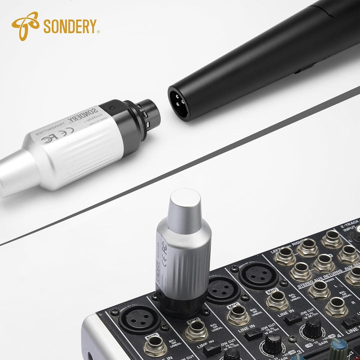 Sondery UHF Wireless XLR Sender und Empfänger Wiederaufladbar 7 Kanäle für dynamische Moving Coil Mi