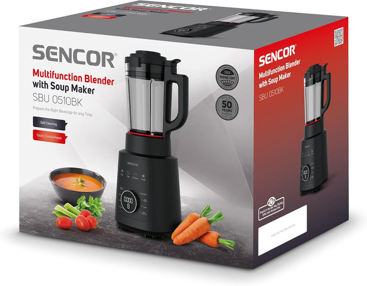 Sencor Hochleistungsmixer mit Heizfunktion, Professioneller Mixer & Suppenkocher Warm Kalt, 7 automa