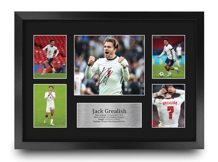 HWC Trading FR A3 Jack Grealish England Geschenke Gedruckt, Signiert Autogramm Bild, Für Fussball-Fa