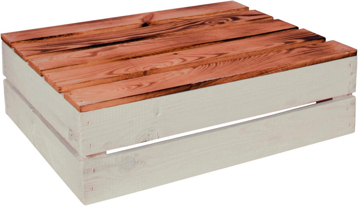 3 Set Holzkiste Grete 50x40x15cm - Geflammt Weiss Dekokiste Weinkiste 50x40x15cm Weiss Geflammt 3, 5