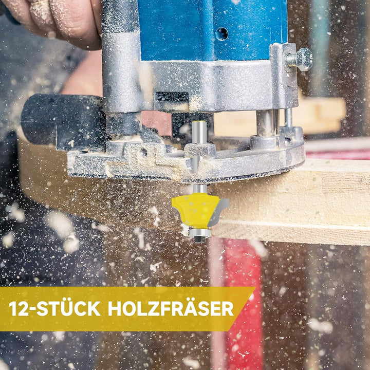 12tgl Fräsersatz Set für Holzbearbeitung 6mm Nutfräser Profilfräser für Oberfräse Holzfräser Fräser