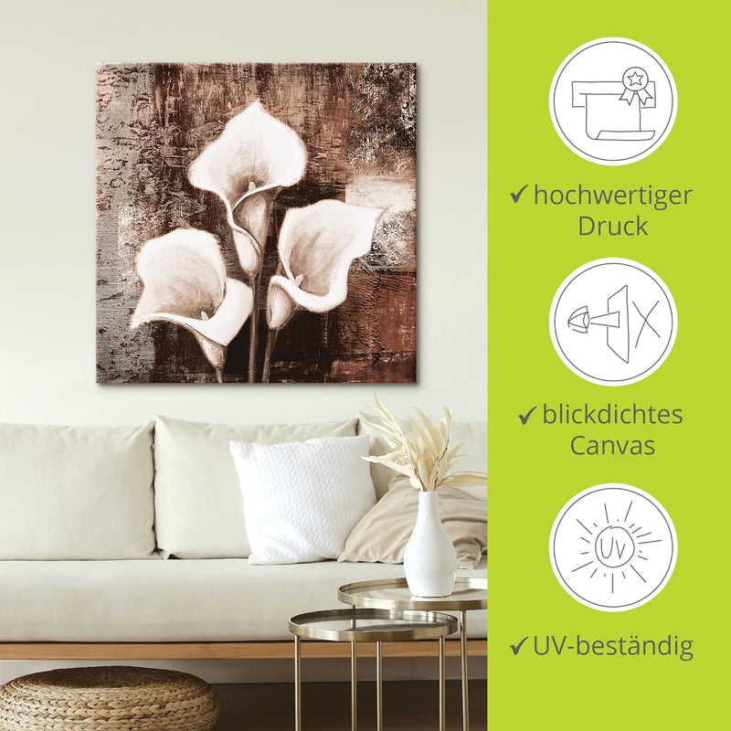 ARTland Leinwandbilder Wandbild Bild auf Leinwand 40 x 40 cm Blumen Calla Malerei Braun A9AU Antike