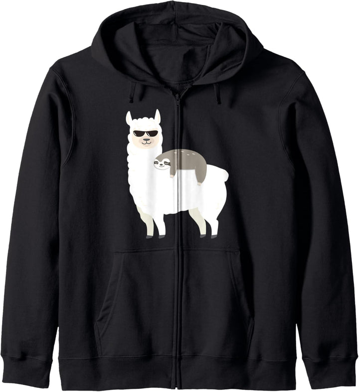 Sleepy Sloth Riding A Llama - Alpaca Funny Lama Animal Lover Kapuzenjacke