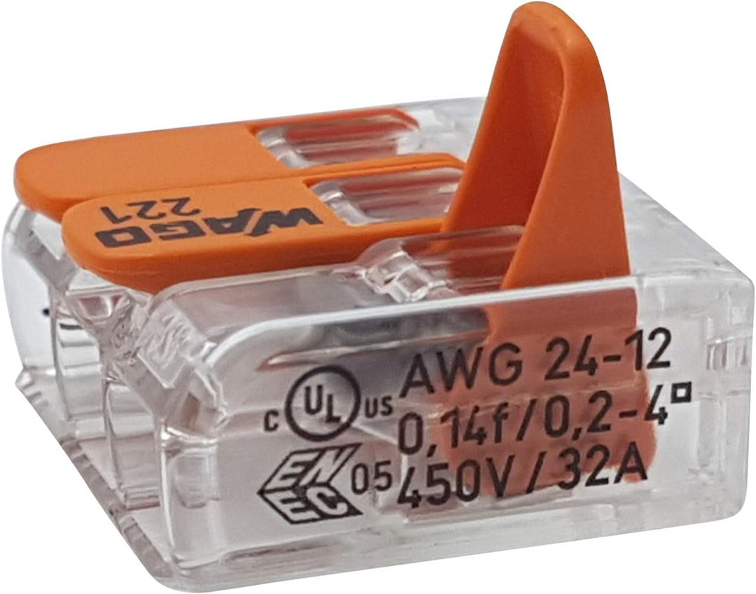 WAGO Plug-in terminal 3-way with lever for rigid (0.2-4 mm²) and flexible (0.14-4 mm²) wires to open