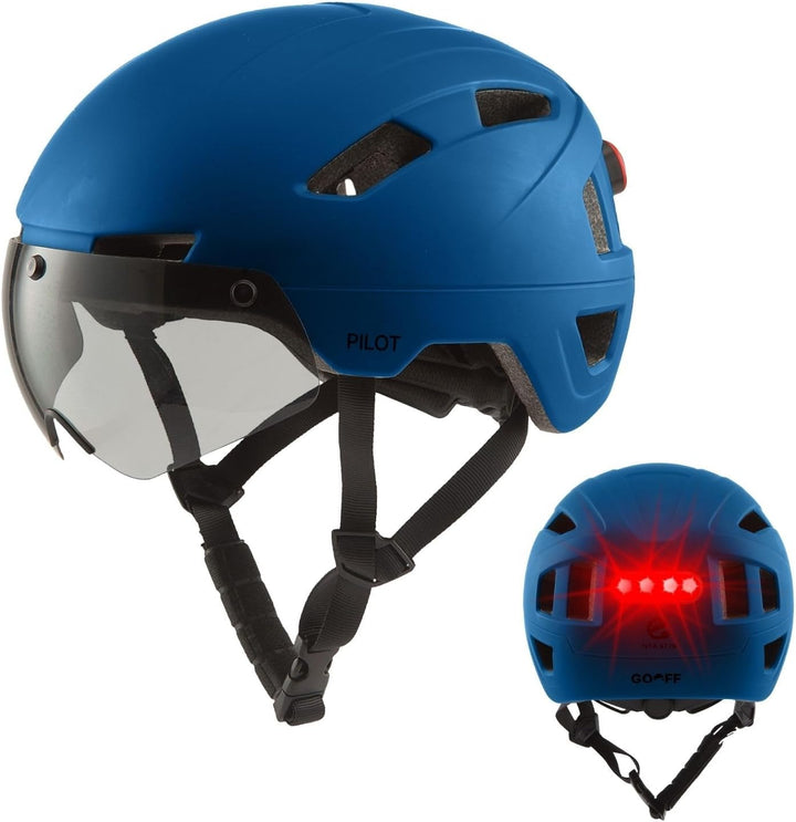GOOFF Pilot S-Pedelec Helm - Schutz für schnelle E-Bike Fahrten – Fahrradhelm mit Visier und Licht –