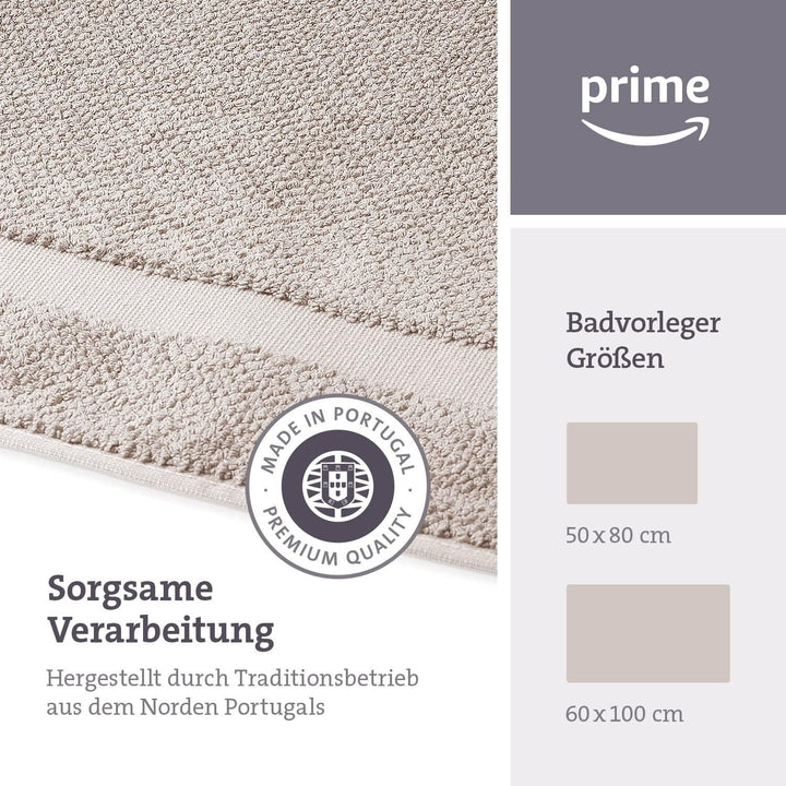 herzbach home Badvorleger Set 100% Baumwolle | Duschvorleger | 1.000 g/m² | Saugfähig | Waschbar (Sa