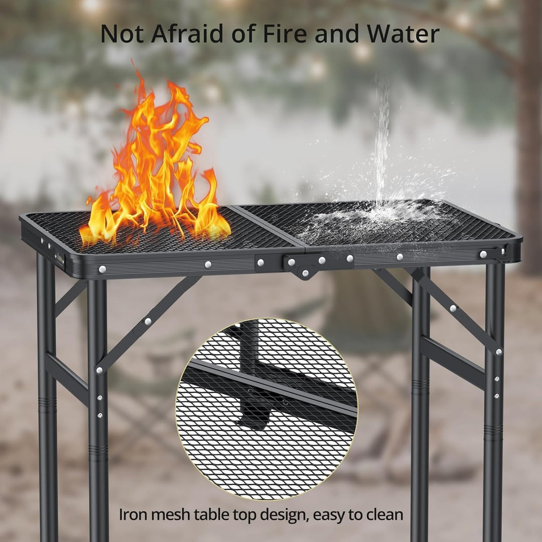Anbte Campingtisch Klapptisch 60x40cm Aluminium Rahmen mit 3 Verstellbare Höhe 27/51/74cm Grilltisch