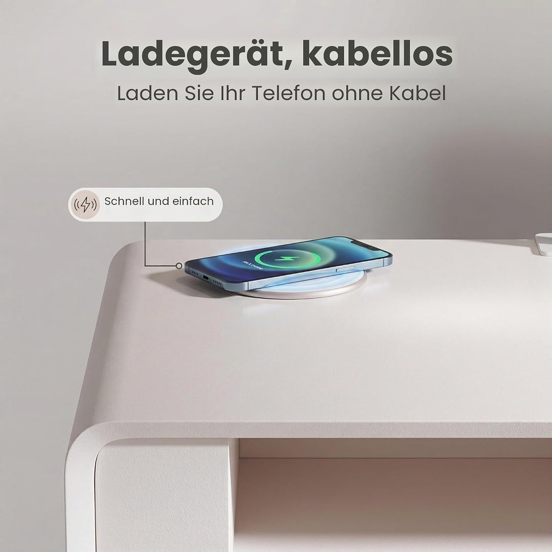 Professioneller Nageltisch mit 80W Absaugung – Maniküre Tisch mit LED-Beleuchtung, Kabellosem Laden,