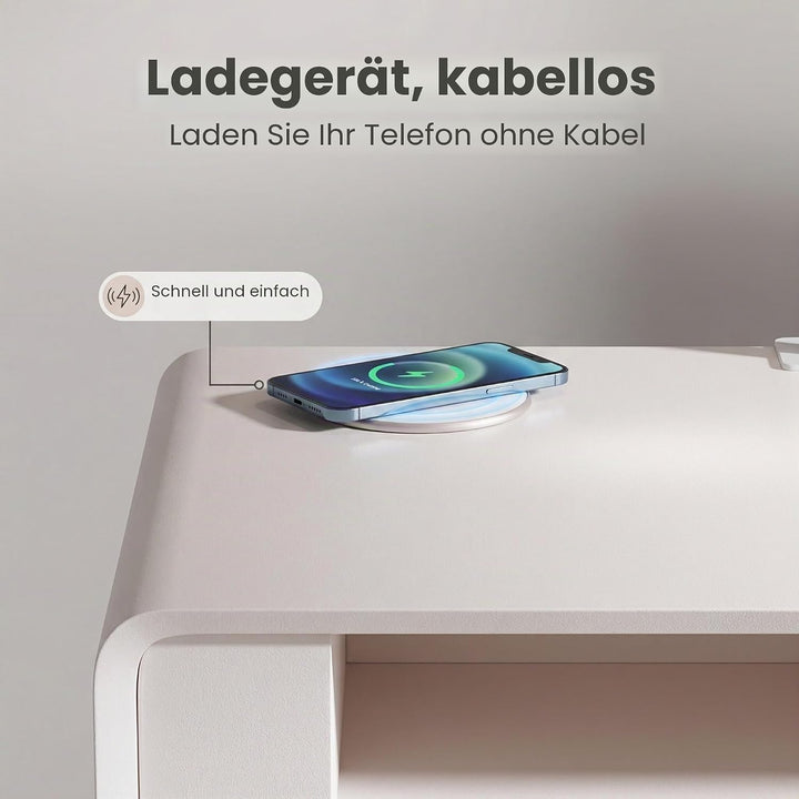 Professioneller Nageltisch mit 80W Absaugung – Maniküre Tisch mit LED-Beleuchtung, Kabellosem Laden,