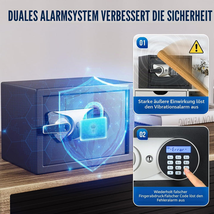 Tresor, BlackSmith Safe Tresor für Zuhause Klein 35x25x25cm, Biometrischer Fingerabdruck Digitaler Z