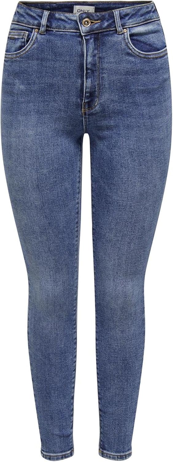ONLY Female Skinny Jeans ONLBLUSH Mittlere Taille Skinny Fit Jeans 25W / 30L Blau (Medium Blue Denim