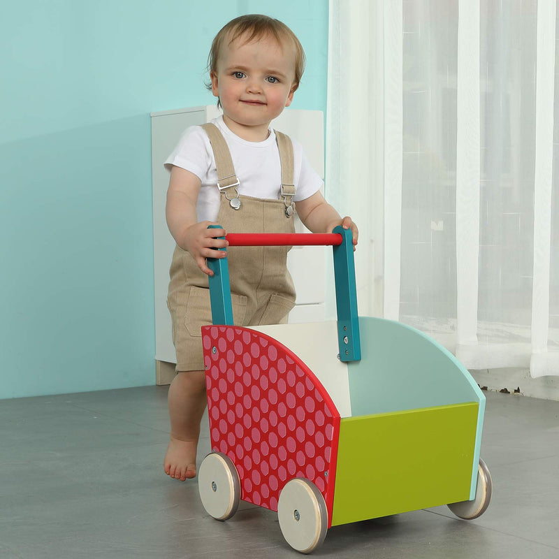 labebe - Lauflernwagen Holz Mädchen, Gehhilfe Baby Lauflernhilfe, Laufwagen Holz für Babys, Holz Pla