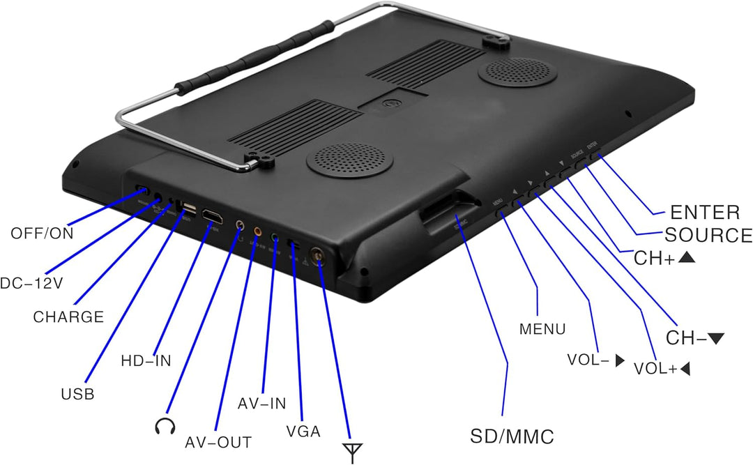 Tragbare Fernseher 10 Zoll HD LED Handheld Digital Analog TV mit 1500 mAh Akku